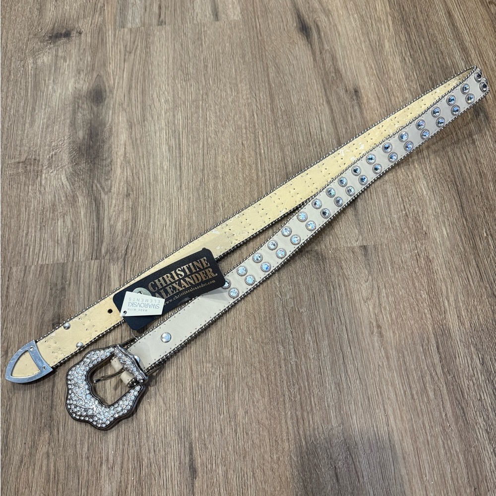 Christine Alexander Cream Belt with Silver Accents
